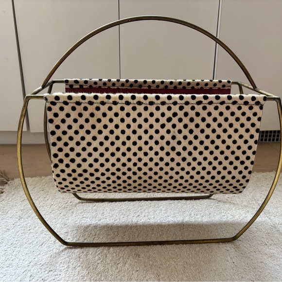 Anthropologie Polka Dot Cowhide Magazine Rack - Picture 1 of 3